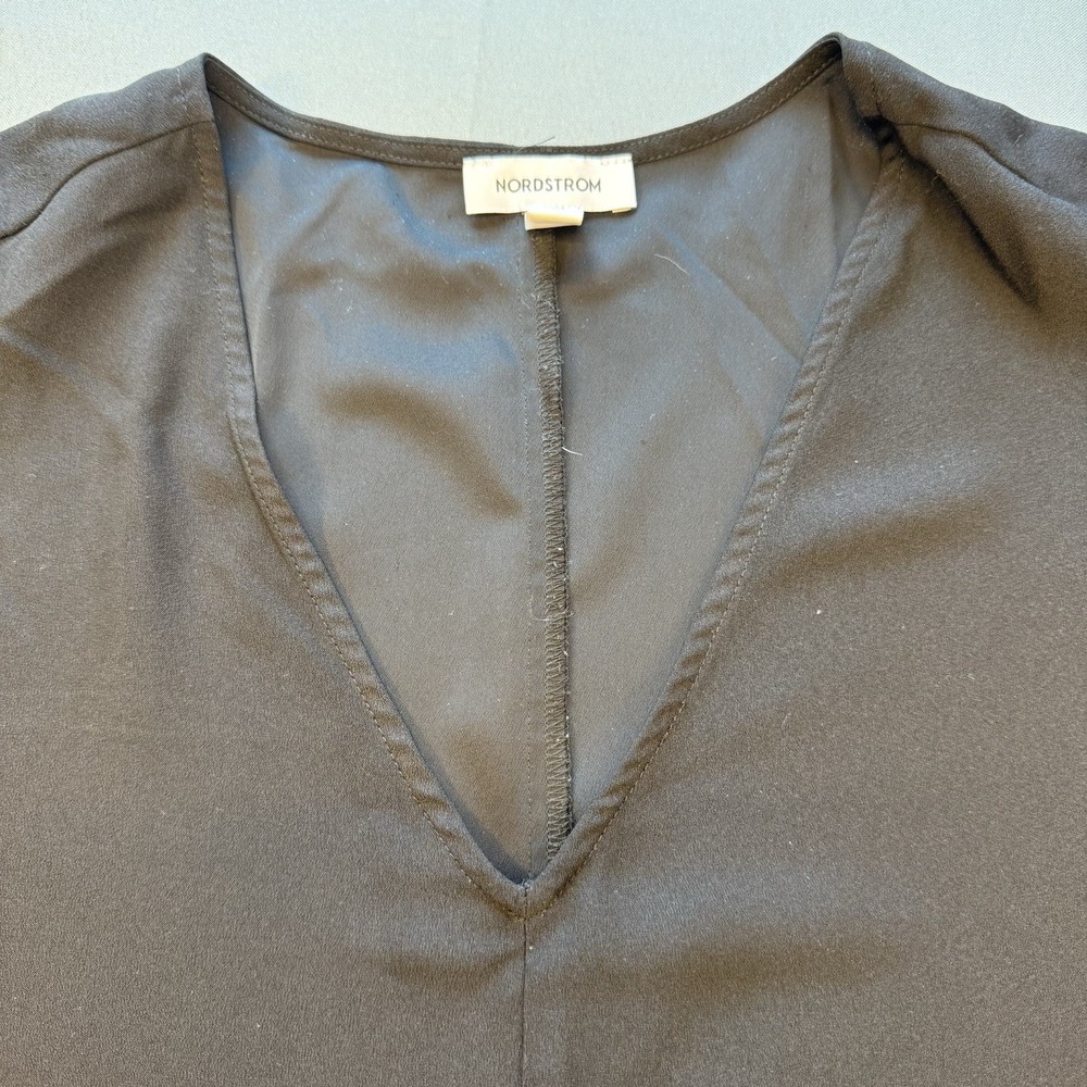 Nordstrom Black 3/4 Sleeve Midi Shirt Dress Career Wear Business Minimalist Sz S